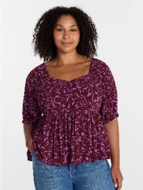 Terra & Sky  Floral Peplum Blouse
